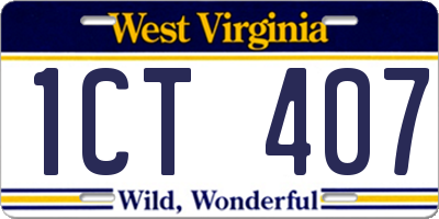 WV license plate 1CT407