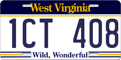 WV license plate 1CT408