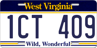 WV license plate 1CT409