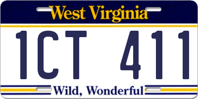 WV license plate 1CT411