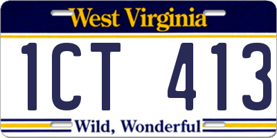 WV license plate 1CT413
