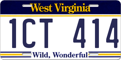 WV license plate 1CT414