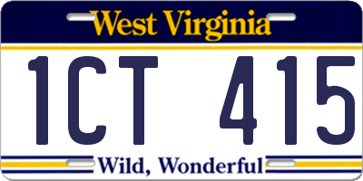 WV license plate 1CT415