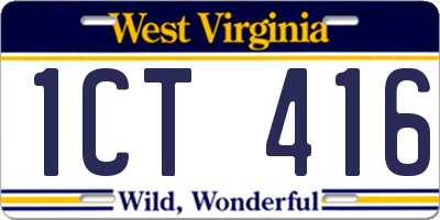 WV license plate 1CT416