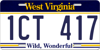 WV license plate 1CT417
