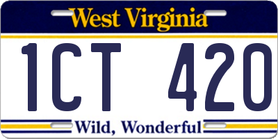 WV license plate 1CT420