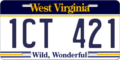 WV license plate 1CT421
