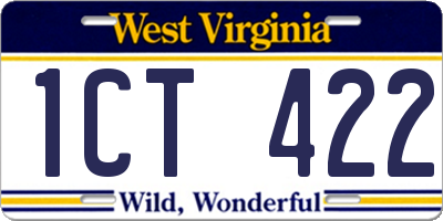 WV license plate 1CT422