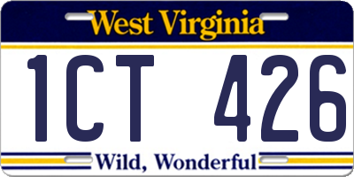WV license plate 1CT426