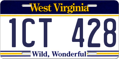 WV license plate 1CT428