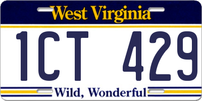 WV license plate 1CT429