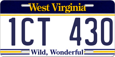 WV license plate 1CT430