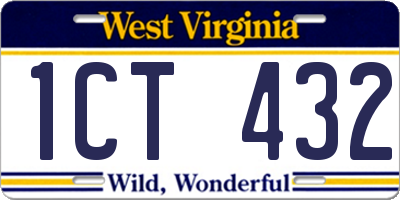 WV license plate 1CT432
