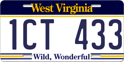 WV license plate 1CT433