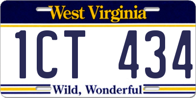 WV license plate 1CT434