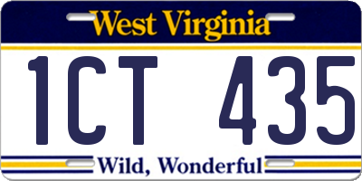 WV license plate 1CT435