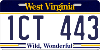 WV license plate 1CT443