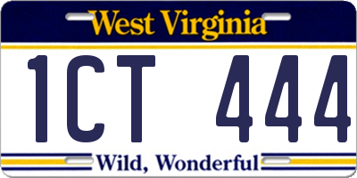 WV license plate 1CT444