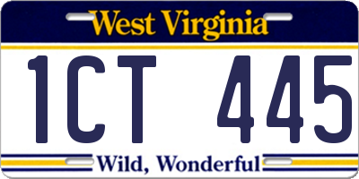 WV license plate 1CT445