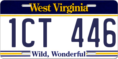 WV license plate 1CT446