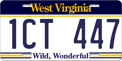 WV license plate 1CT447