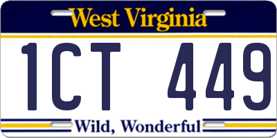 WV license plate 1CT449