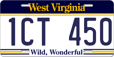 WV license plate 1CT450