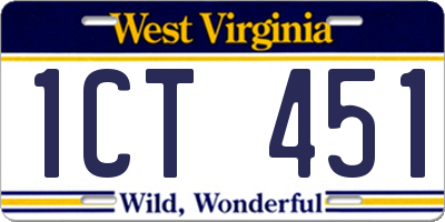 WV license plate 1CT451