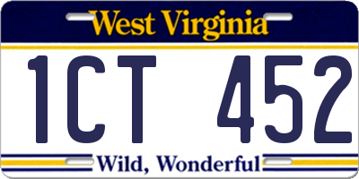WV license plate 1CT452