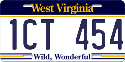 WV license plate 1CT454