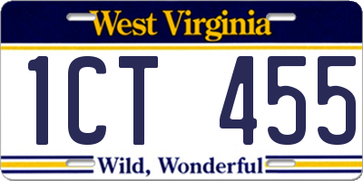 WV license plate 1CT455