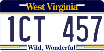 WV license plate 1CT457