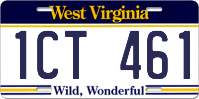 WV license plate 1CT461
