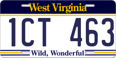 WV license plate 1CT463
