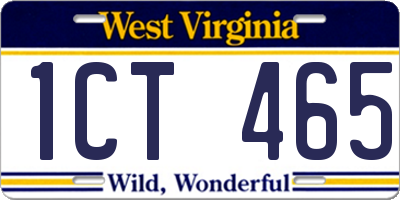 WV license plate 1CT465