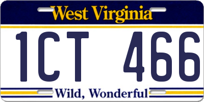 WV license plate 1CT466