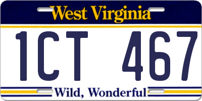 WV license plate 1CT467