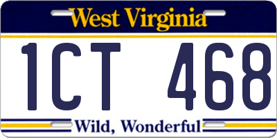 WV license plate 1CT468