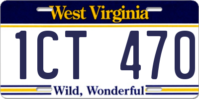 WV license plate 1CT470
