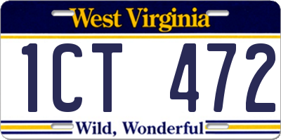 WV license plate 1CT472