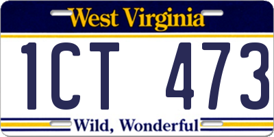 WV license plate 1CT473