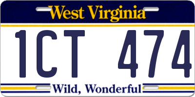 WV license plate 1CT474