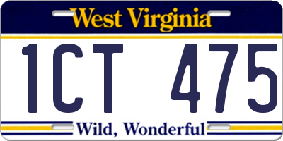 WV license plate 1CT475