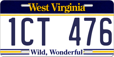 WV license plate 1CT476