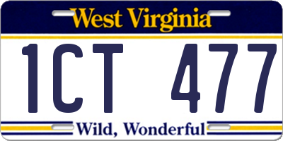 WV license plate 1CT477