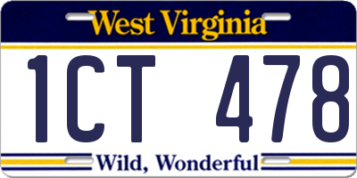 WV license plate 1CT478