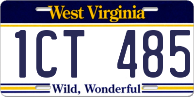 WV license plate 1CT485