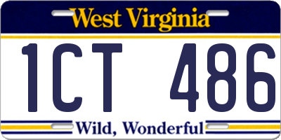 WV license plate 1CT486