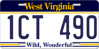 WV license plate 1CT490