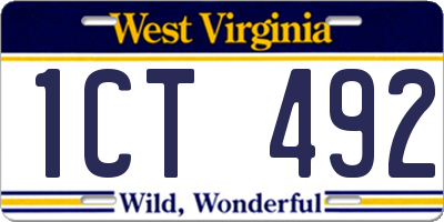 WV license plate 1CT492